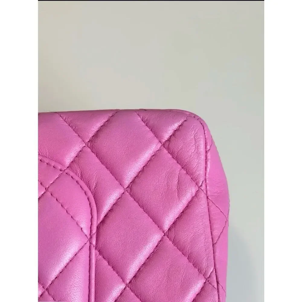 Chanel Pink Quilted Lambskin Classic Flap Bag vintage pink magenta